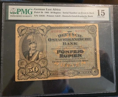 German East Africa PMG MS15 PK#3b 1905 50 Rupien Circulated Banknote - Image 1 of 2