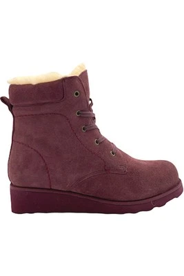 BEARPAW Phoebe Suede Sheepskin Lace Up Hiker Boots with NeverWet Wine - Image 1 of 4