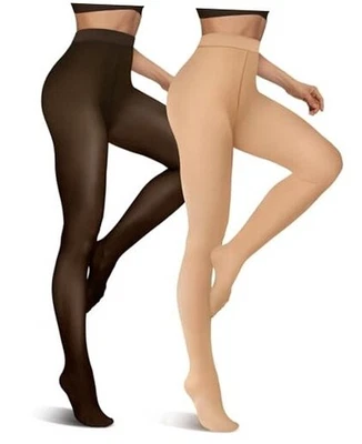  2 pares de medias forradas de vellón pequeñas-medianas negras transparentes/desnudas 300 g de grosor polar Foto 1 de 4