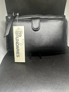 Brand New No Boundaries SLG Zip-Around Wristlet-Black Faux Leather - Picture 1 of 4