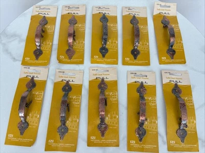 National Lock Cabinet Pulls V270-10D Vintage Hammered  Copper Lot Of 10 Foto 1 de 4
