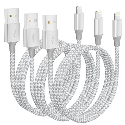 3x 10FT iPhone Charger Cable MFi Certified Nylon Braided Fast USB Cord iPad iOS - Image 1 of 4