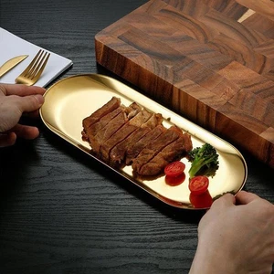 Dessert Tray Oval Plate Stainless Steel Plate Tableware Bbq Traydurable ` - Picture 1 of 11