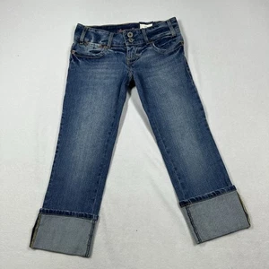 Vintage American Eagle Straight Crop Jeans Damen Gr. 0 Blau Low Rise Denim 2000er - Bild 1 von 10