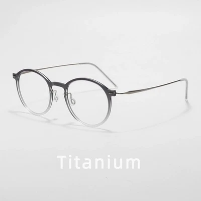 Marco de gafas de titanio ovalado diseño japonés gafas ultra ligeras lentes transparentes Foto 1 de 4
