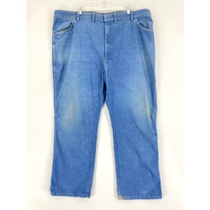 Wrangler Men’s Jeans Size 46Wx28L Blue Denim Light Wash USA Made Vintage - Picture 1 of 11