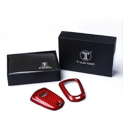 Car Red Remote Key Cover Case For 2015+ Cadillac ATS CTS CT6 LKB Carbon Fiber - Image 1 of 4