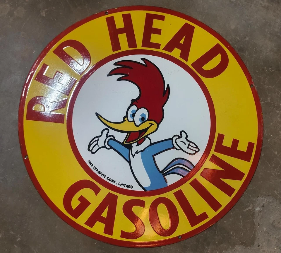 Red Head 汽油瓷器 30 英寸 dsp 珐琅 单侧招牌 — 第 1/1 张图片