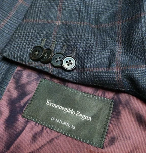Ermenegildo Zegna 15 Milmil 15 bespoke classic Windowpane suit jacket blazer 46R - Picture 1 of 9