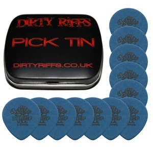 12 x Dunlop Tortex Teardrop Guitar Picks - 1.00mm Blue In A Pick Tin - Picture 1 of 1