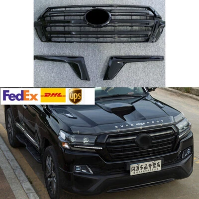 Parrilla delantera negra parachoques parrilla central decoración para Toyota Land Cruiser LC200 16-19 Foto 1 de 3