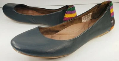 Reef Tropic Sea Women's Ballet Flats Sz. 8M Striped Colorful Heel Black Leather - Image 1 of 4