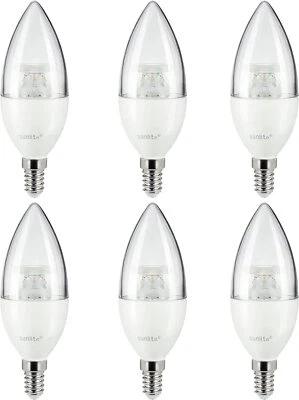 LED B10 Clear Torpedo Tip Chandelier Bulb 5W (40W=) E14 27K Warm White - 6 Pack - Image 1 of 2