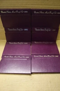1984-1993 Proof Set Run Original Purple Box US Mint (Missing 90 and 91) - Picture 1 of 10