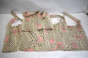 5 Free People Linen Cloth Lightweight Shopping Tote Bag Tan Pink Paisley Boho - Picture 1 of 3