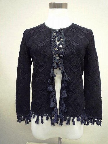 CHANEL Giacca Cardigan Bottoni Camelia Donna 34 Nero Logo Placca di JP