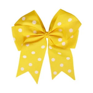 7.5 Inch Polka Dot Hair Bow with Tails Grosgrain Ribbon Hair Clip - Picture 1 of 17