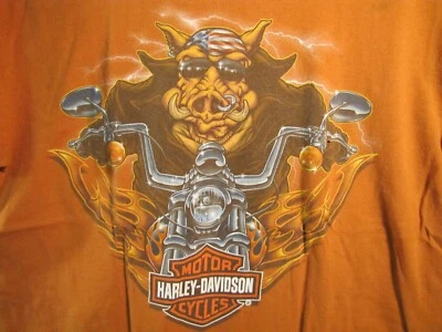 Camiseta Harley Davidson manga curta HOG H-D tamanho GG laranja - Imagem 1 de 4