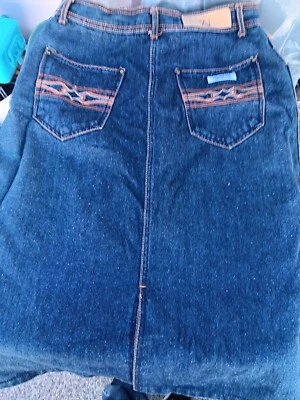 Falda lápiz vintage años 80 Gitano vaquero oscuro modesta talla 14 Foto 1 de 4
