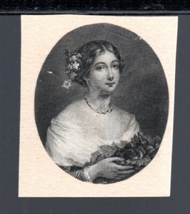 ABNC 'Beautiful Lady 2' Vignette Proof India on Card Intaglio 1800s - Picture 1 of 2