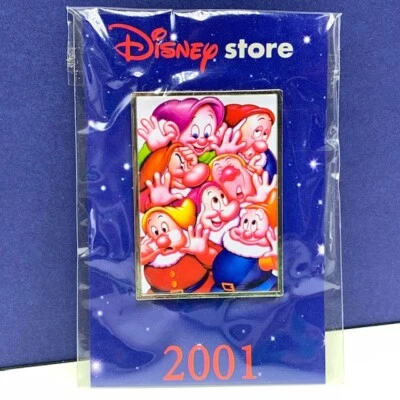 Snow White seven dwarfs pin button pinback 7 dwarves disney store 2001 dopey doc - Image 1 of 2
