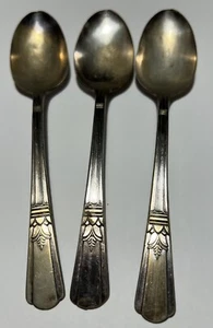 3 Large Serving Spoons Tablespoons Court Pattern Silver plate - Picture 1 of 4