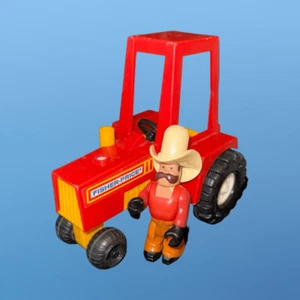 Vintage 1979 1980 FISHER PRICE HUSKY HELPERS Farmer & Tractor Set - Picture 1 of 5