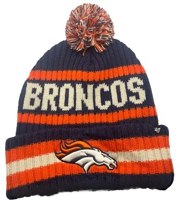 NFL 47 MARCA DENVER BRONCOS Hombre Puño POM BALL Gorro Tejido Foto 1 de 3