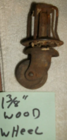 One wooden Furniture Wheel Caster Vintage Antique wheel. 1-3/8" wheel Cover