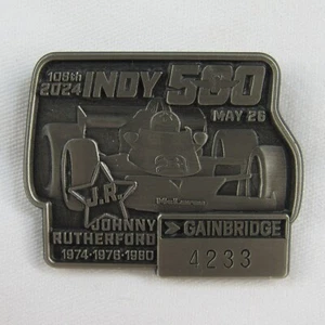 2024 Indy 500 Silver 4233 Pit Badge Johnny Rutherford 3x Winner JR #3 McLaren - Picture 1 of 6