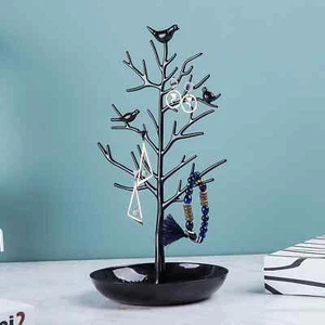 Espositore portagioie vintage metallo a forma di albero uccellino collana bracciale conservazione - Foto 1 di 10