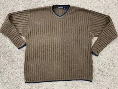 Vintage Structure Sweater Men’s XL Cable Knit Ramie Cotton Brown Heavyweight - Image 1 of 4