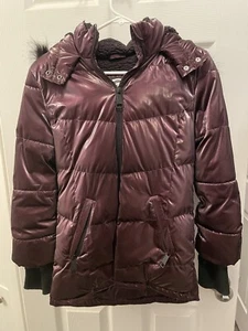 Justice Brand Girl’s Purple Puffer Coat Preowned Size 12 W/zipper Off Hood - Picture 1 of 8