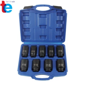 9Pcs Deep Impact Socket Set 1/2" Drive Metric Axle Hub Nut Socket 29-38mm - Picture 1 of 13