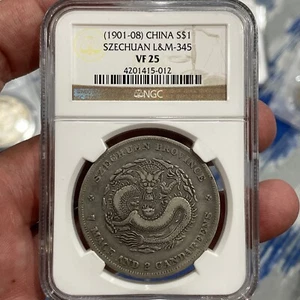 1901-08 China Szechuan Silver Dollar LM-345 NGC VF 25 - Picture 1 of 4