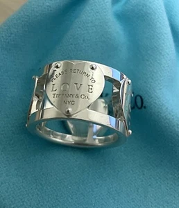 Tiffany & Co. Return NY T&co Sterling Silver 925 Wide Love Band Ring Size 5 - Picture 1 of 6