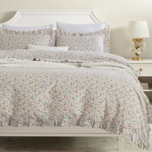 Full Size Ruffle Duvet Cover Set, 100% Cotton, Kids Teen Girls Duvet Cover 82"X8 - Picture 1 of 7