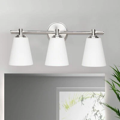 Lucere modern Vanity Wall Sconce LED 3-Light Bathroom Opal Glass shade fixtures - Image 1 of 4