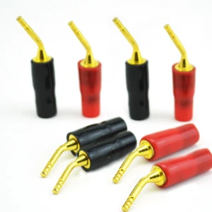 8x HiFi Gold Plated Pin Banana Plug Audio Speaker Cable Screw Locking Connectors - Picture 1 of 7