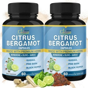 2 Packs Citrus Bergamot Extract Capsules with Berberine, Olive, Guggul, Garli... - Picture 1 of 8