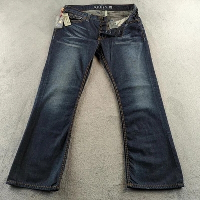 Jeans Guess Falcon 36x30 de colección azul lavado oscuro tiro bajo corte bootcut años 90 Y2K RARO Foto 1 de 4