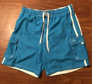 OP Swim Trunks Sz Lg 36-38 Turquoise & White Nice Condition - Picture 1 of 9