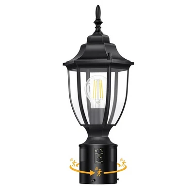 Lamomo Motion Sensor Outdoor Post Lights, Dusk to Dawn Lamp Post Light Fixture,
