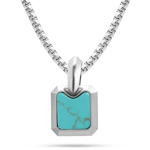 RTZN® Turquoise Necklace for Men – Premium Mens Small Square Pendant with...  - Picture 1 of 7