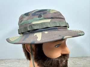 Größe 7-1/2 Proper Woodland Camouflage Militärstil Buschhut Hut-Baumwollmischung - Bild 1 von 14