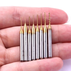 1/8/10x Micro 0.3-1.0mm CNC Titanium Coated Carbide Drill 3.175mm Shank Drilling - Picture 1 of 13