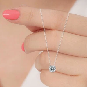 1/4 Carat Floating Round Diamond Solitaire Necklace in 14K White Gold - Picture 1 of 4