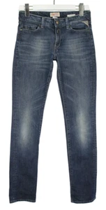 REPLAY Pearl Jeans Women's W26/L34 Blue Denim Regular Fit Faded Whiskers Zip - Picture 1 of 9