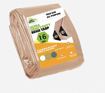 DAY STAR SHADES 16 MIL Thick Ultra Heavy Duty Beige Tarp 3ply Waterproof 9.5oz UV Protected