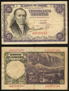 1946 Currency 25 Pesetas Spain Banknote Florez Estrada & Pola de Somiedo P130a - Picture 1 of 1